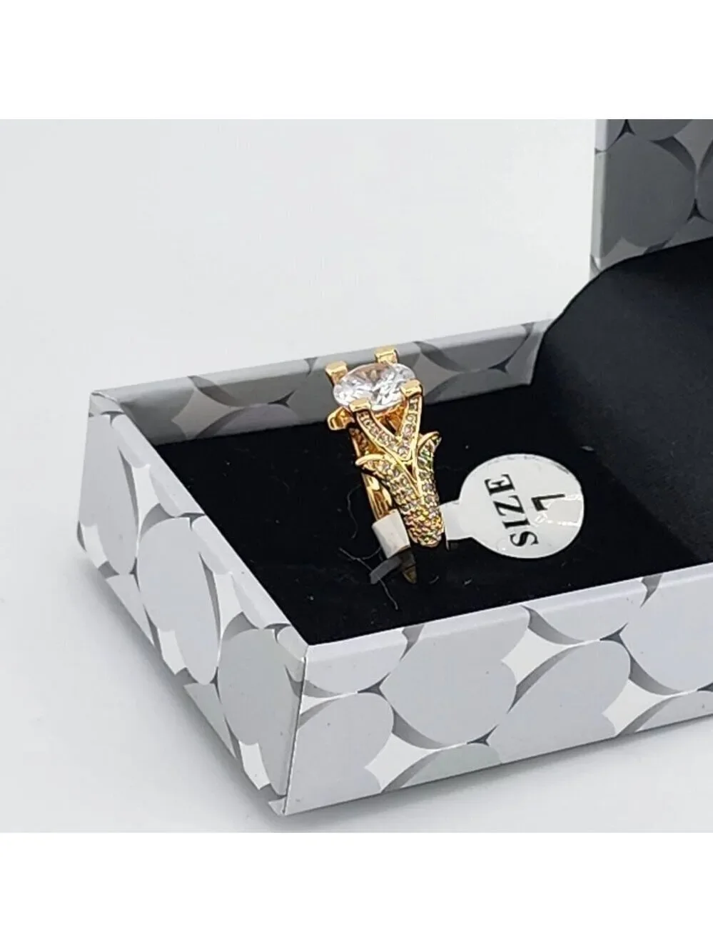 Brand New Gold Plated Round Gemstone Cz Ring